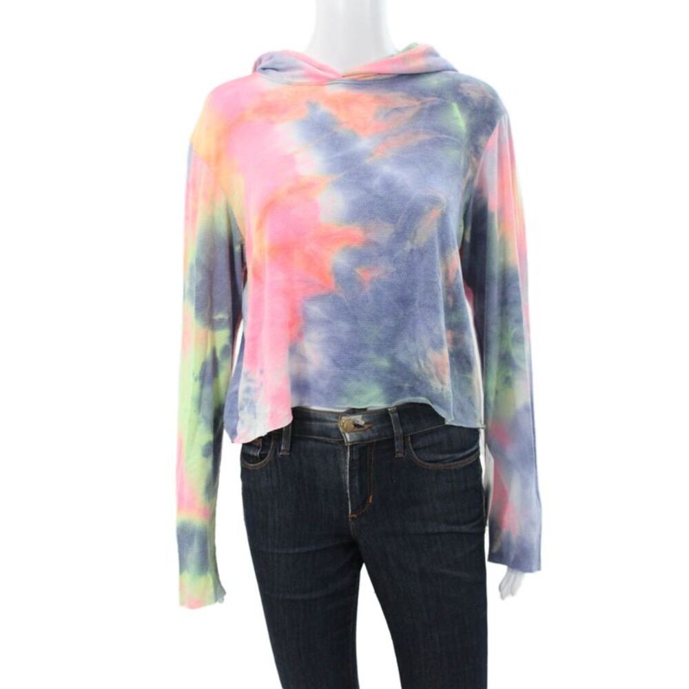 Jac Parker Women Pullover Hoodie Multicolor Tie Dye Long Sleeve Size M
